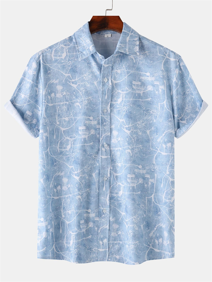 Men's Summer New Shirt Hawaii Men's Printed Floral Short-sleeved Shirt