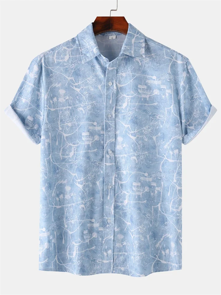Men's Summer New Shirt Hawaii Men's Printed Floral Short-sleeved Shirt