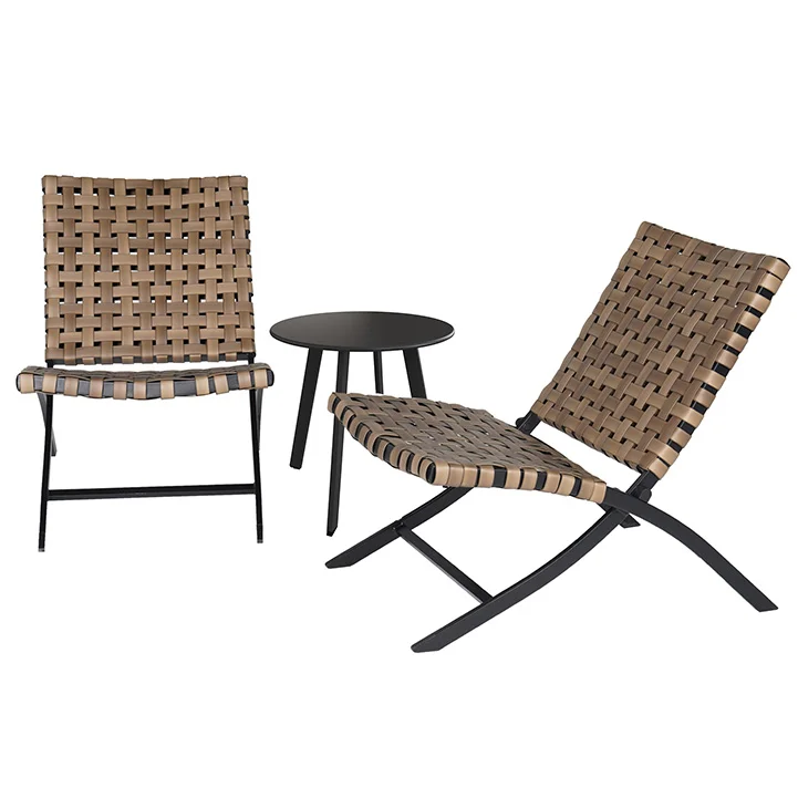 GRAND PATIO 3-Piece Outdoor Furniture Sets of 2 Wicker Lounger Chairs and 1 Coffee Table