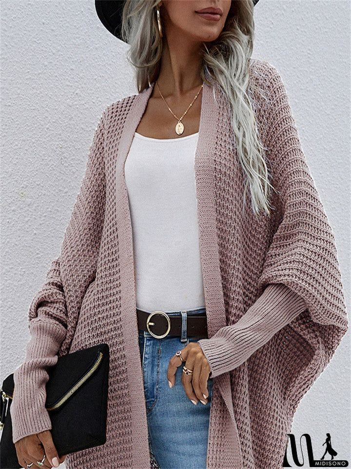 MidiSono - Women's Temperament Comfy Loose Solid Color Cardigan Sweater