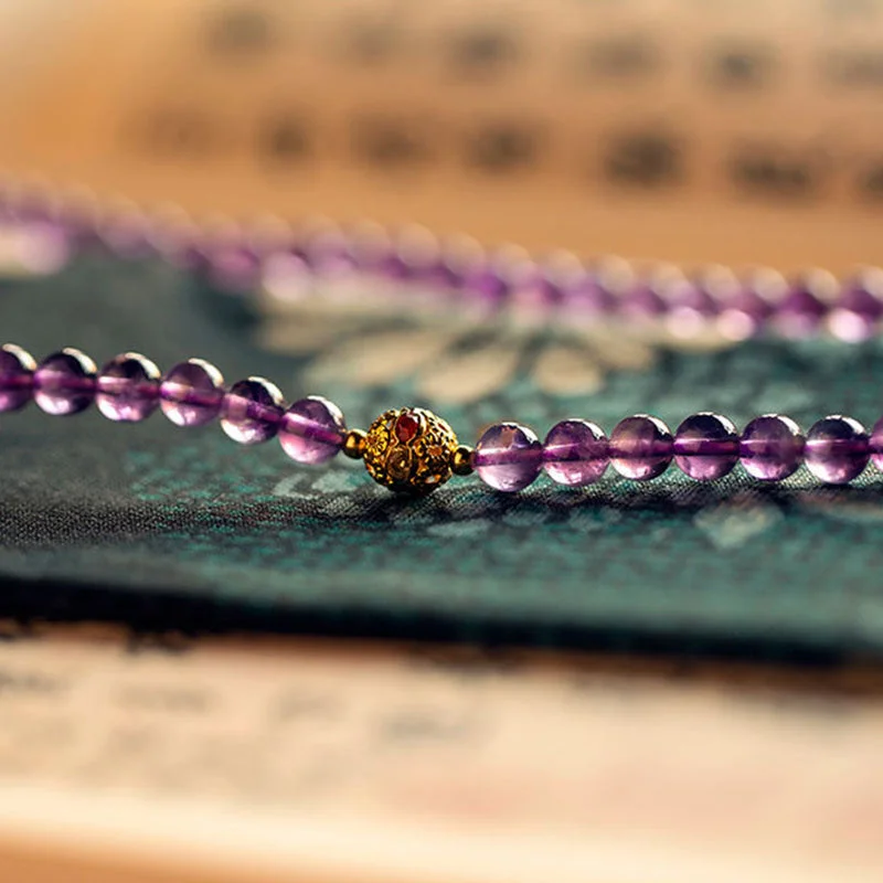 Meditation 108 Beads Amethyst Bee Calm Bracelet Mala