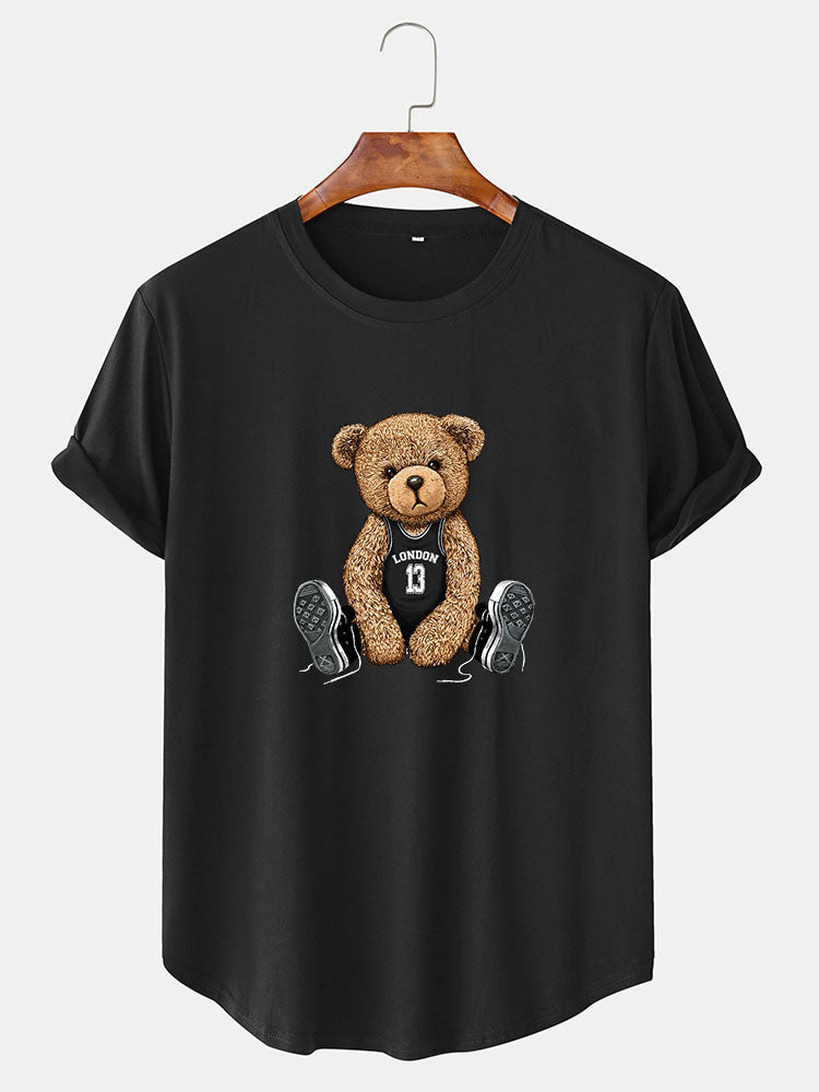 London Bear Print Arc Hem T-Shirt