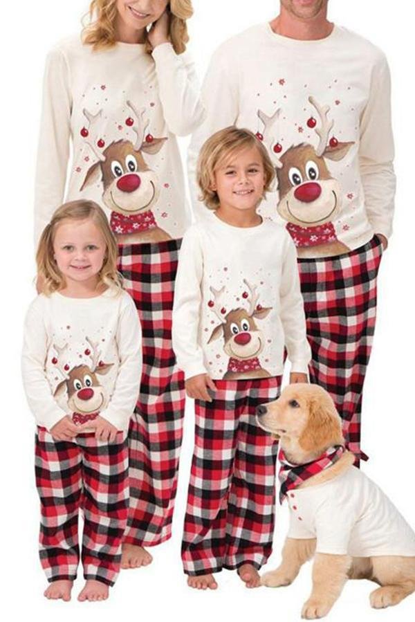 Christmas Reindeer Print Long Sleeve Loose Casual Home Set