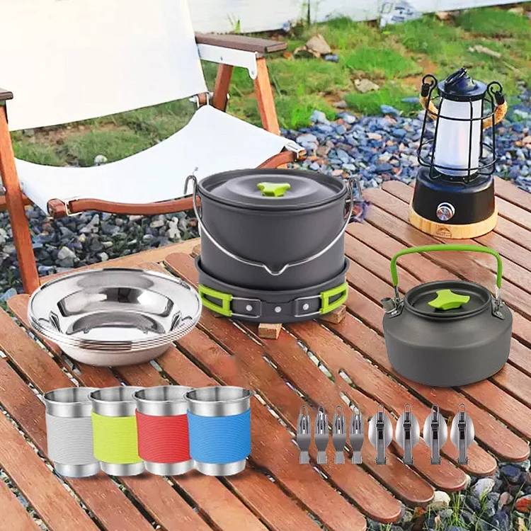 Durable Lightweight Portable Camping Cookware Mess Set