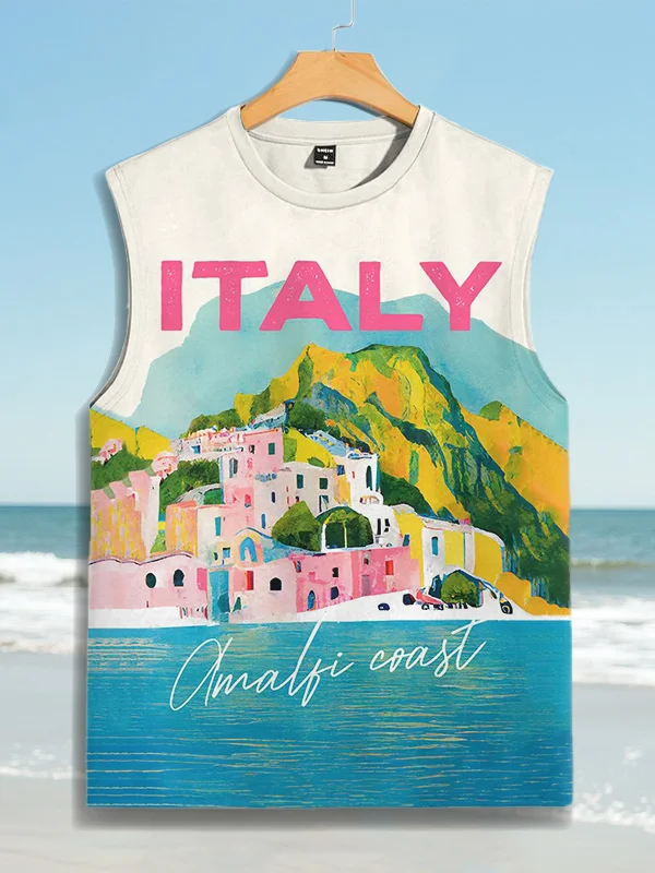 Men's Italy Amalfi Coast Printed Vacation Tank Top