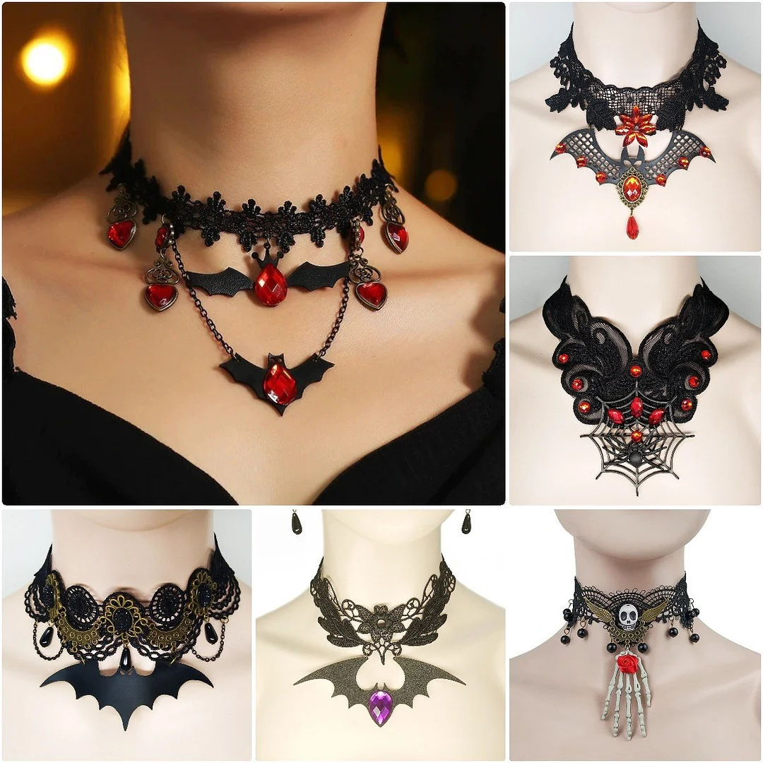 Halloween Themed Lace Necklace And Bracelet For Costume Party、shopify、sdecorshop