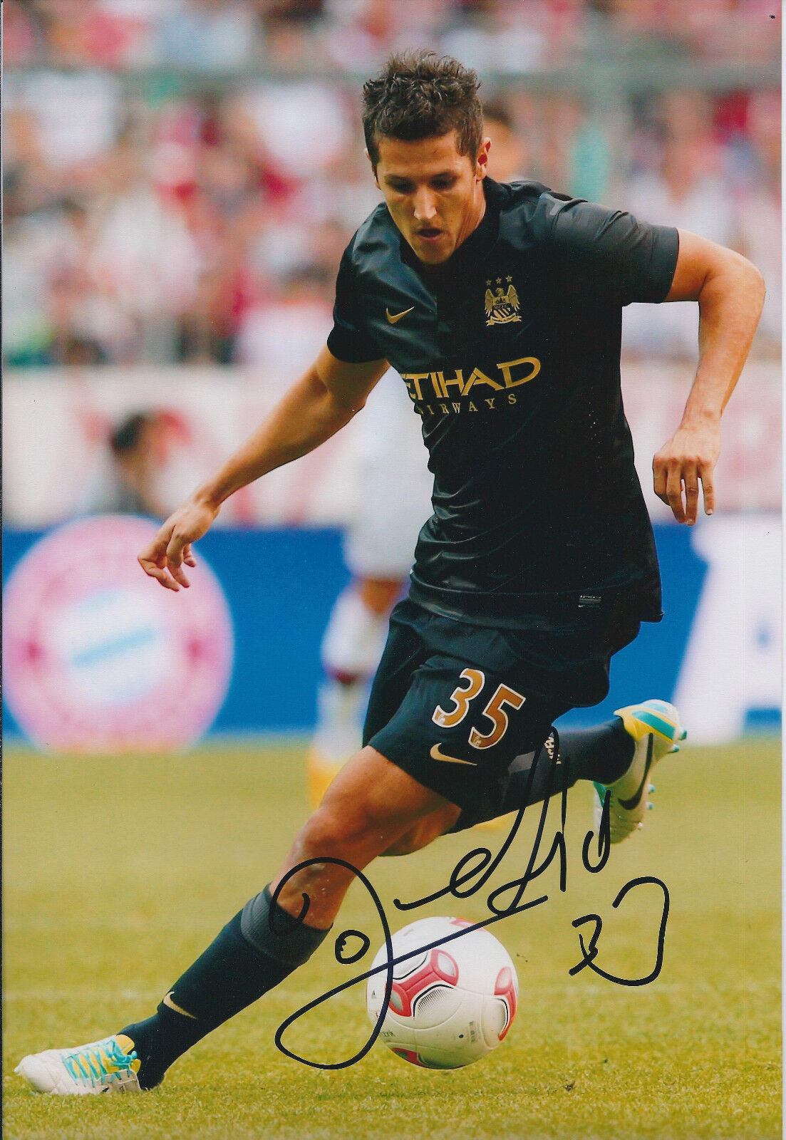 Stevan JOVETIC Signed Autograph 12x8 Photo Poster painting AFTAL COA Man City Genuine RARE