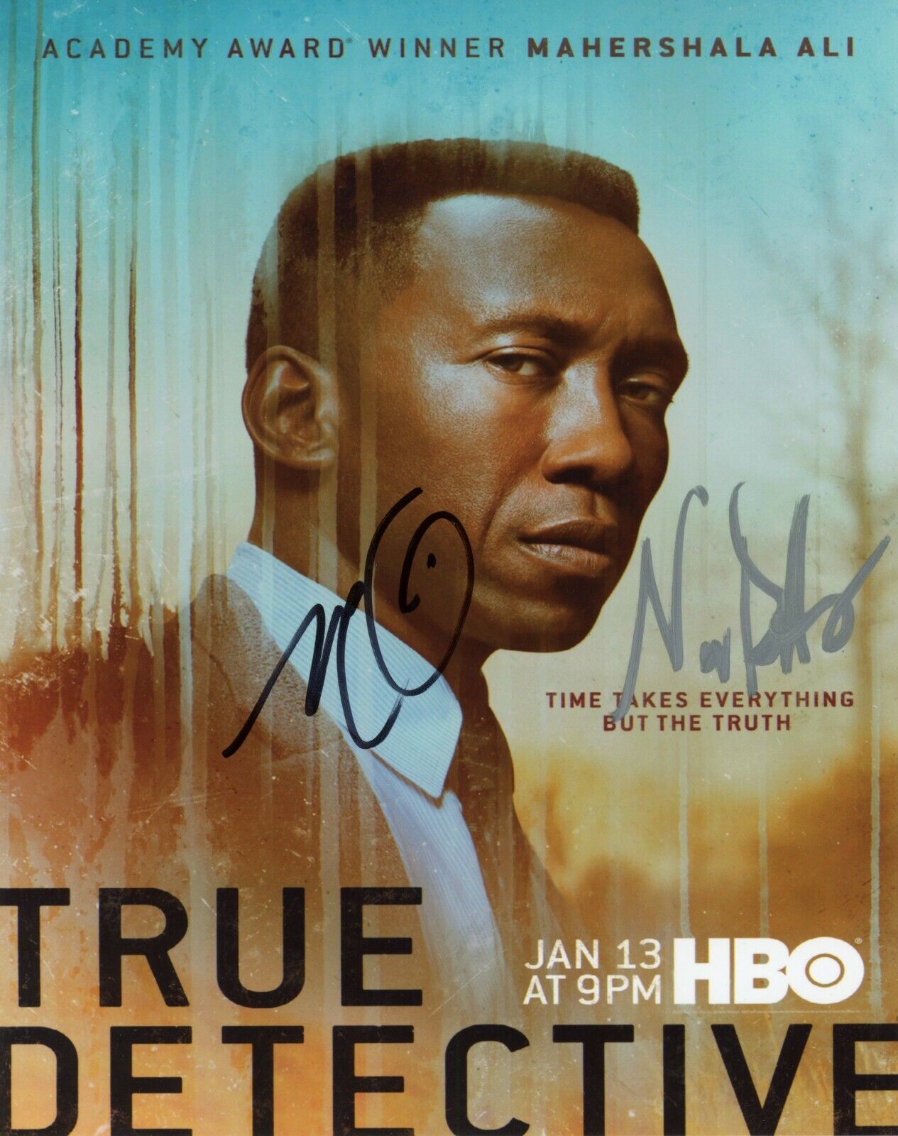 MAHERSHALA ALI & Nic Pizzolatto Authentic Hand-Signed TRUE DETECTIVE 8x10 Photo Poster painting