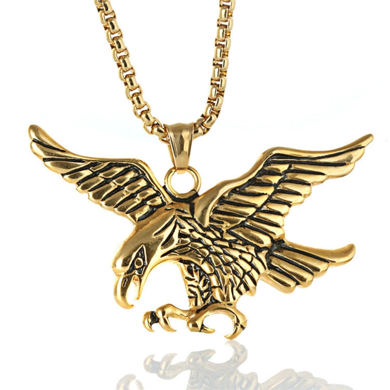 Hip-Hop Retro Eagle 304 Stainless Steel Alloy Stoving Varnish Men’s Pendant Necklace