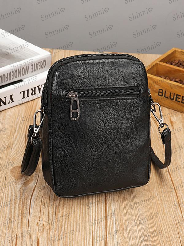 Vintage Studded Washed Leather Crossbody Bag