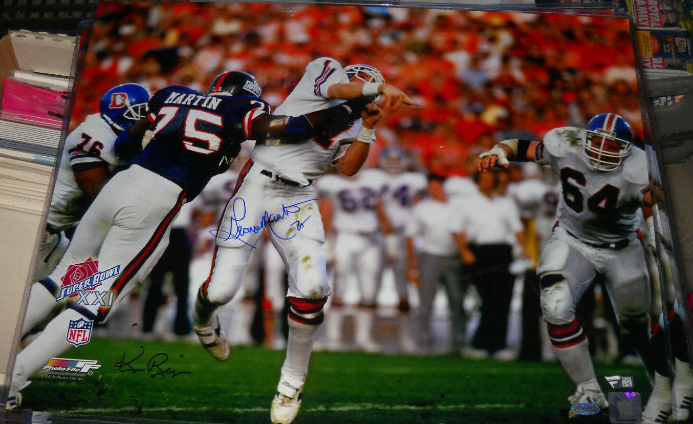 GEORGE MARTIN SIGNED 16X20 Photo Poster painting NEW YORK GIANTS SUPER BOWL XXI FANATICS STEINER