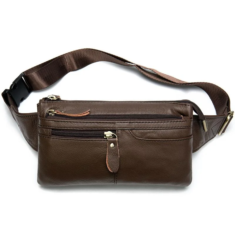 Men's Leather Fanny Bag Retro Casual Crossbody Bag