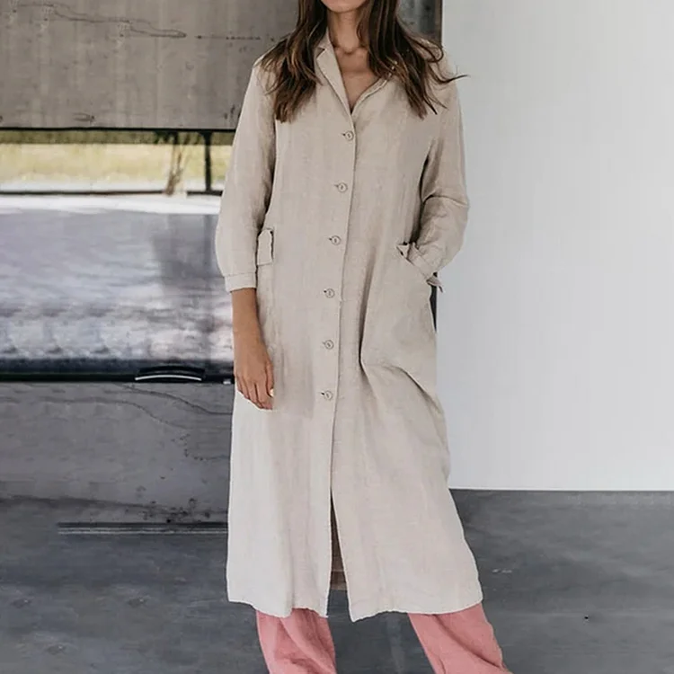 Vintage Button Pocket Comfy Full Length Jacket