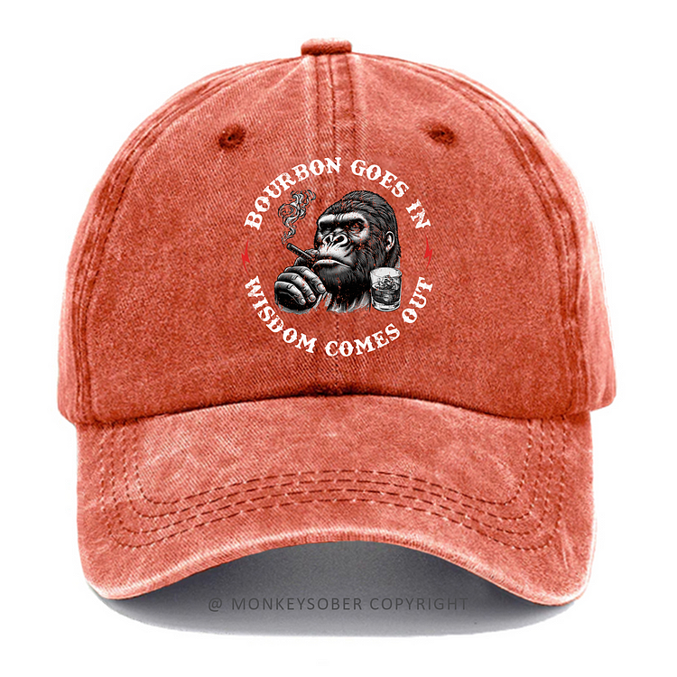 Bourbon Goes In Wisdom Comes Out Washed Baseball Caps