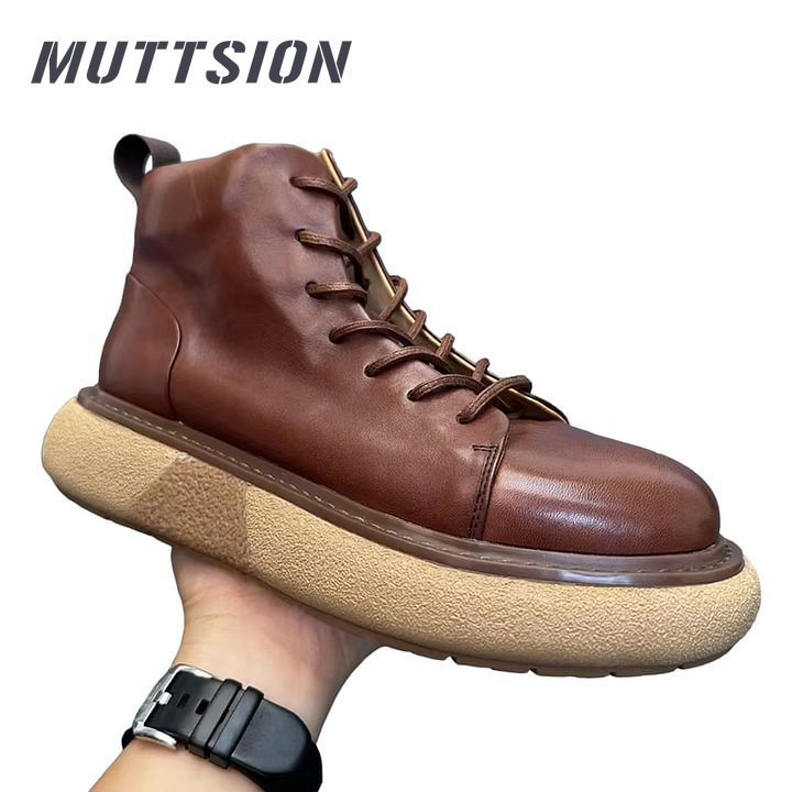 MUTTSION Handmade Retro Horsehide Soft Sole Mid-top Boots MUTTSION.COM MUTTSION