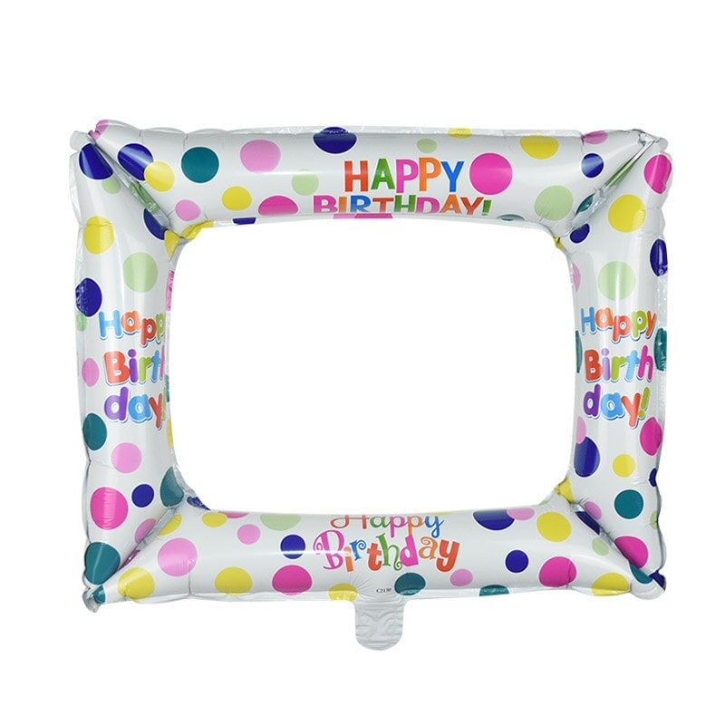 1Pcs Birthday Photo Booth Foil Balloons Happy Birthday Balloon Photo Frame Globos Photo props Birthday Party Decorations