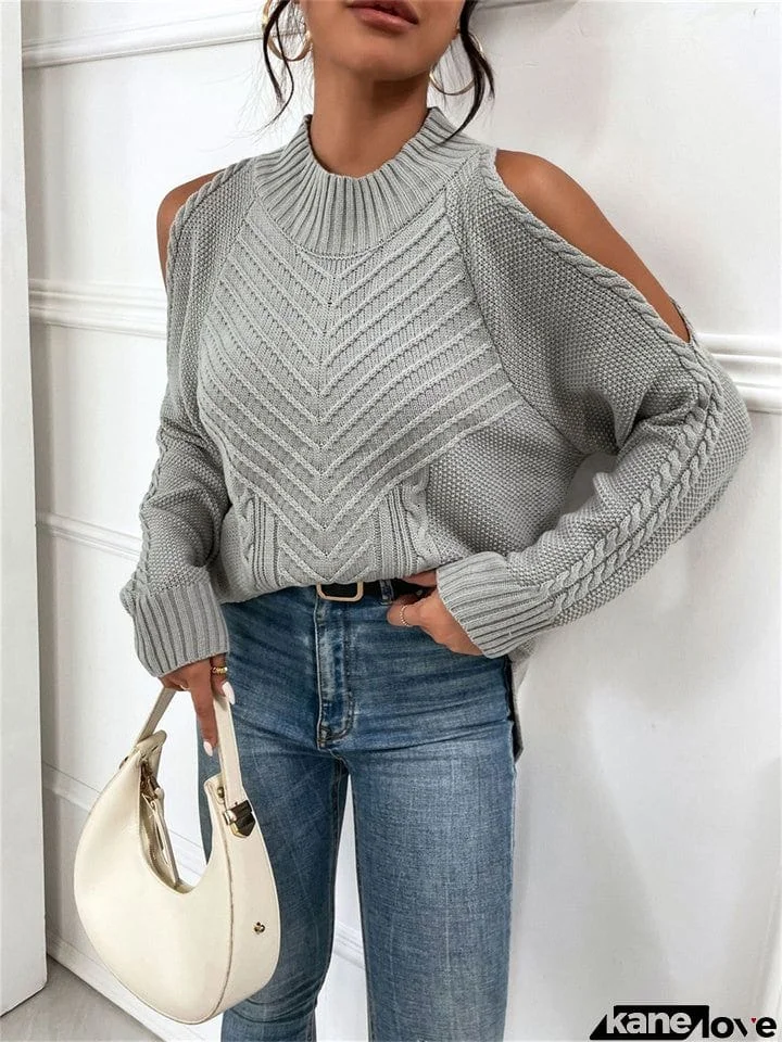 Loose Off-the-shoulder Solid Color Casual Sweater