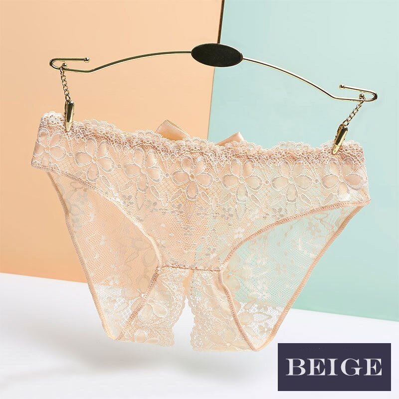 Uaang Women Sexy Panties Exotic Open Crotch Panties Thong Erotic Lingerie Female Briefs Lace Transparent Crotchless G String Underwear