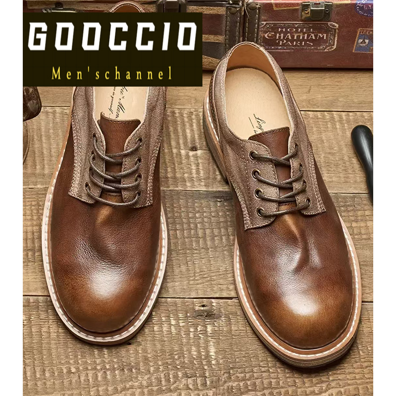 American-Style Retro Cowhide Derby Shoes For Men DT-Series  