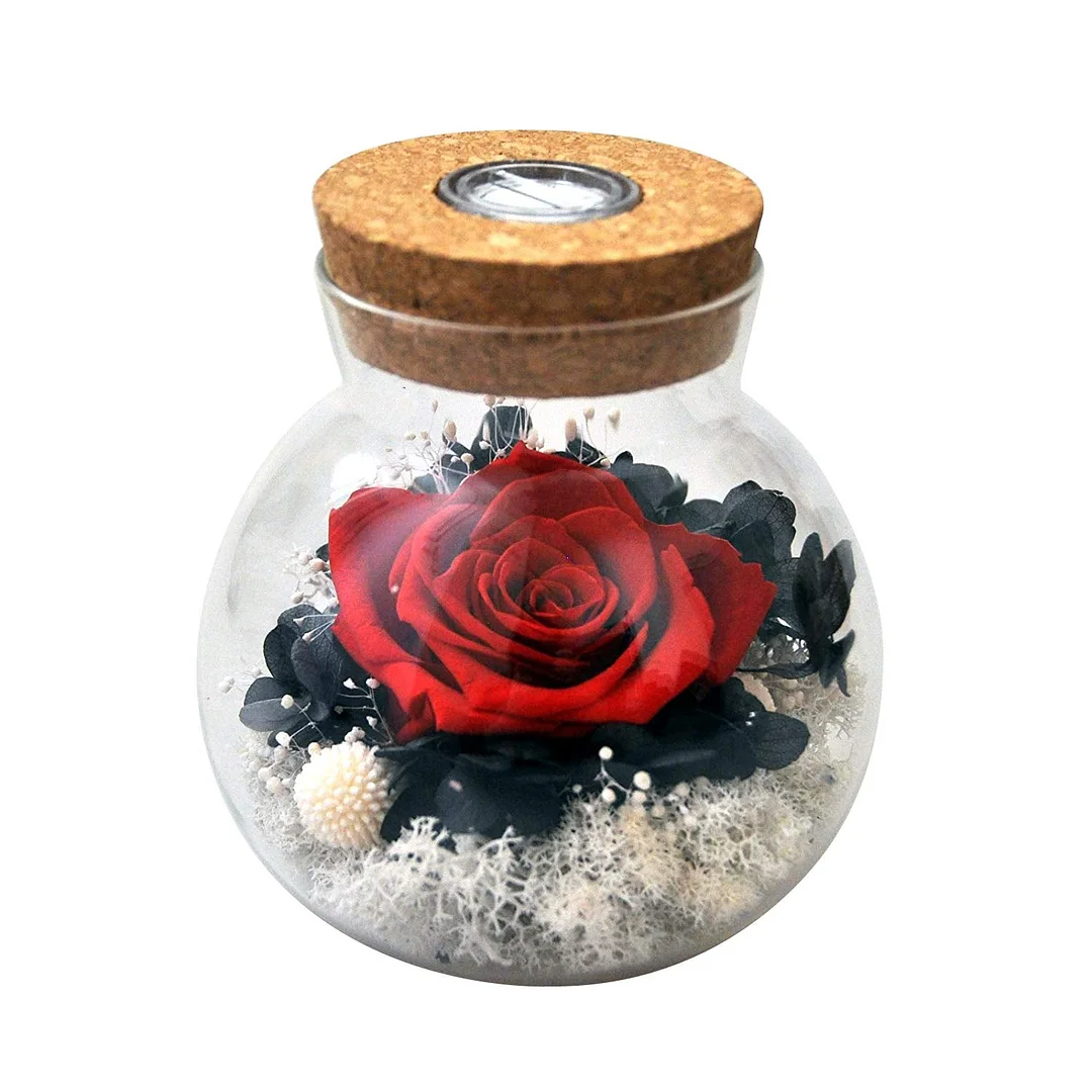 Handmade Preserved Real Rose Present Gorgeous Led Mood Light, Upscale Gift Exquisite Eternal Flower Birthday, Anniversary, Valentine's Day, Christmas, Thanksgiving Day- (Ocean Blue)