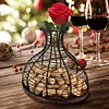 Wine Cork Holder Wine Stopper Container Decanter Shaped Wine Cork Collector Cage Cork Storage with Wooden Bottom Wine Lover Gift Kitchen Decor