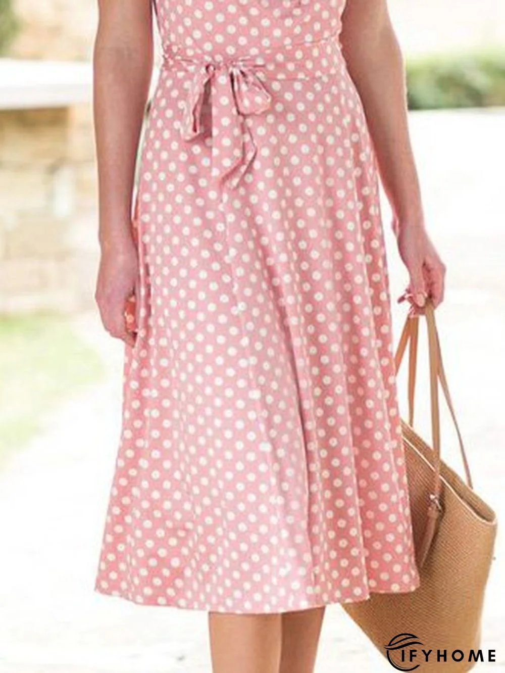 Polka Dots Short Sleeve Knit Dress | IFYHOME