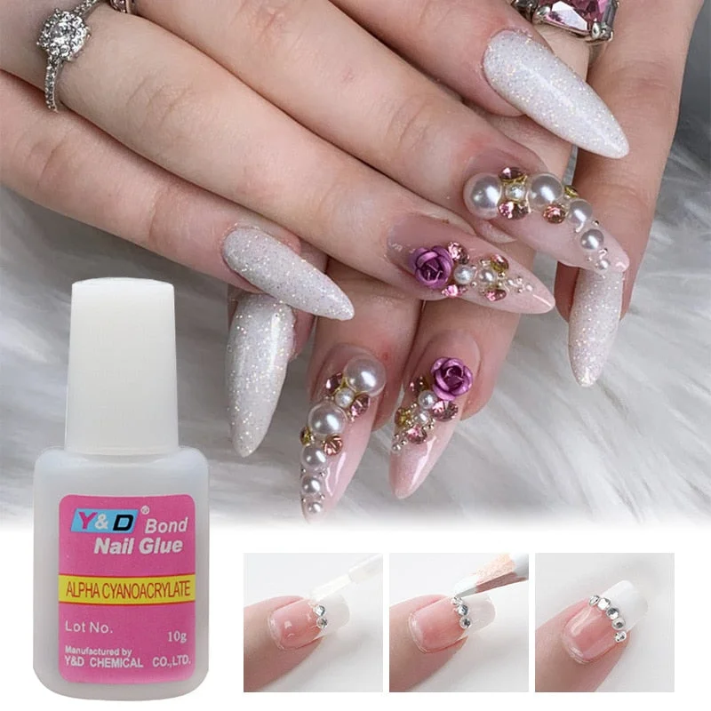 10g Fast Drying Nail Glue for False Nails Glitter Acrylic Nail Rhinestone Decoration Extension Glue Adhensive Nail Care Tool-Nail Inspo