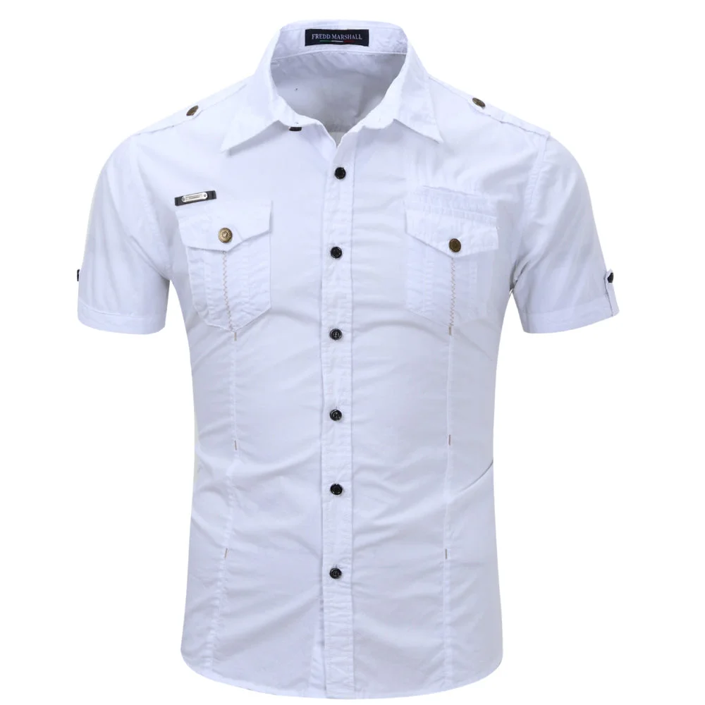 Smiledeer Men's Workwear Short Sleeve Shirt