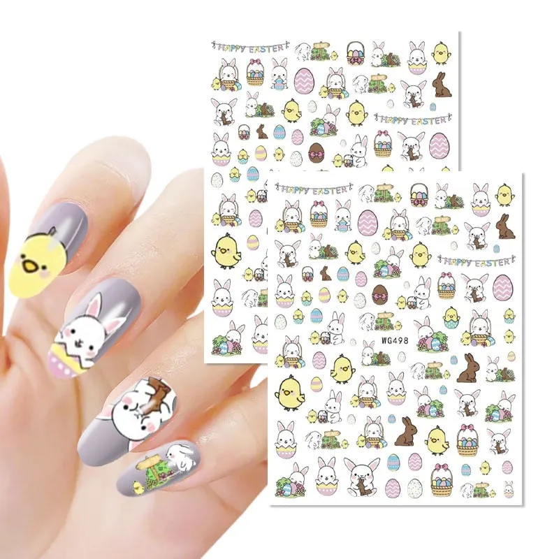 1pc Winter Xmas Nail Sticker 3D Christmas Elk Santa Snowflake Rabbit Cartoon Animal Slider Design Polish Deco Nail Accessories-Nail Inspo