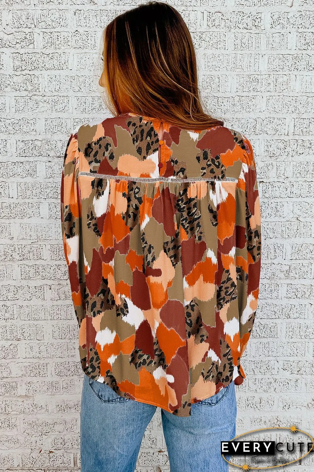 Multicolor-4 Abstract Printed Long Sleeve Blouse