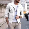 Men's Casual Slim Fit Multi-Pocket Work Denim Jacket