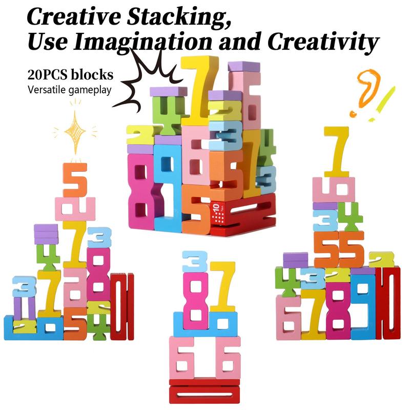 Product Introduction of Wooden Number Building Block (1 Box), Creative Montessori Stacking Toys, Early Educational Toy for Children, Valentine's Day Gift 38