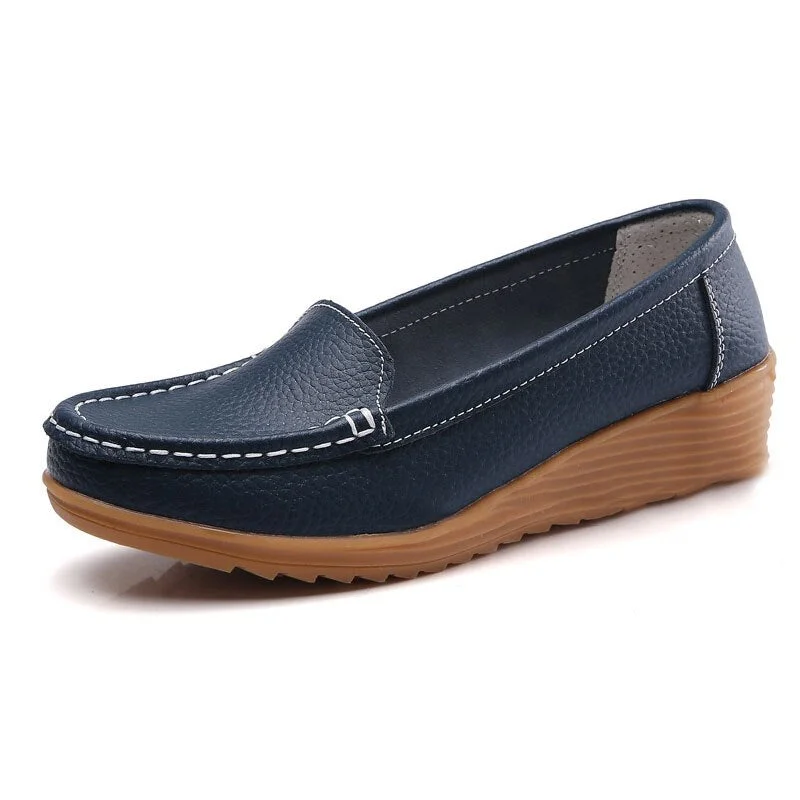 Women Flats Women Genuine Leather Shoes With Heels Women Loafers Soft Mocassin Femme Leather Flat Shoes Women Casual Shoes