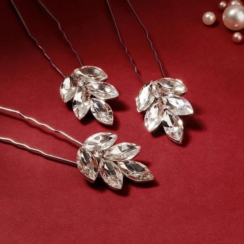 High-end Rhinestone Leaves Hairpins Elegant Simple Jewelry Bridal Hair Accessories Headdress