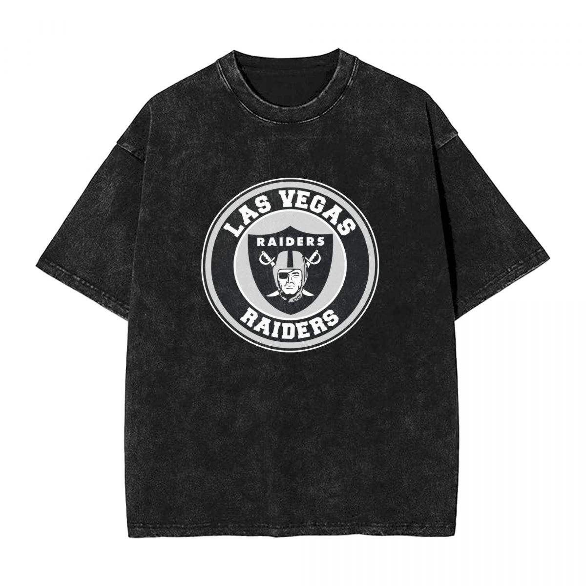 Las Vegas Raiders Circle Logo Printed Vintage Men's Oversized T-Shirt
