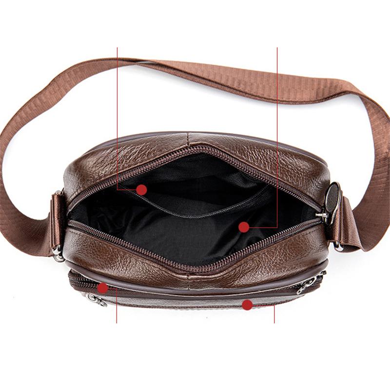 Men's Vintage Style Casual Leather Solid Color Crossbody Packs Shoulder Bag