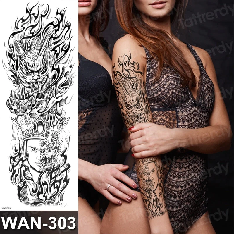 temporary tattoo women custom peony lotus fish tattoo body leg thigh full arm sleeve tattoo stickers sexy waterproof big size