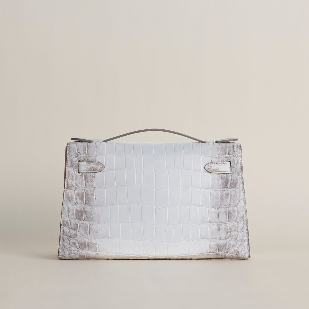 Kelly pochette Matte Niloticus Crocodile 01 Himalayan PHW