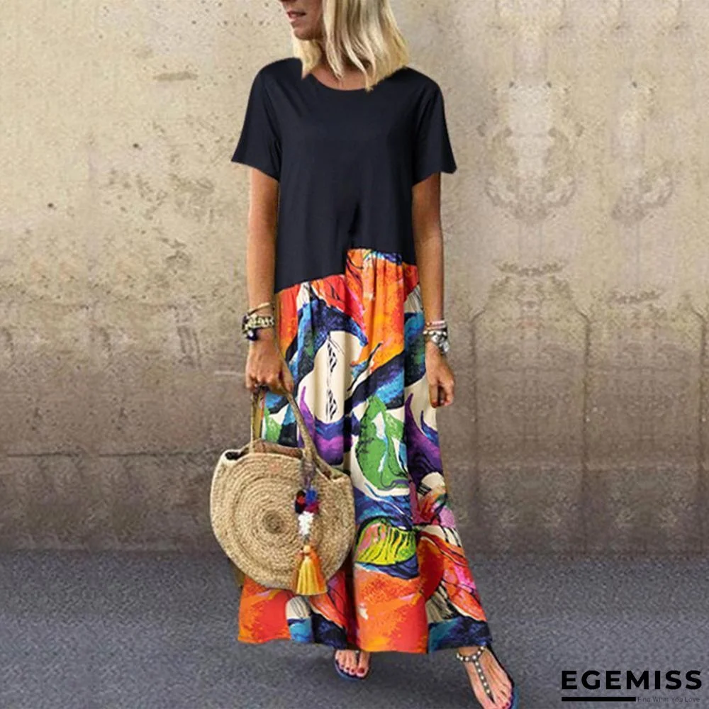 Fashion Printed Short-Sleeve Dress | EGEMISS