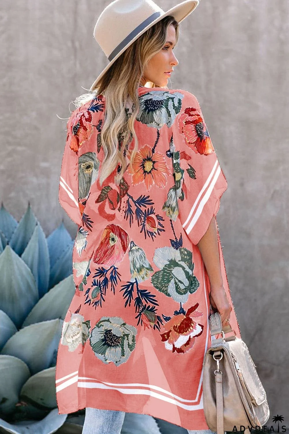 Waterfall Short Sleeve Floral Print Cardigan