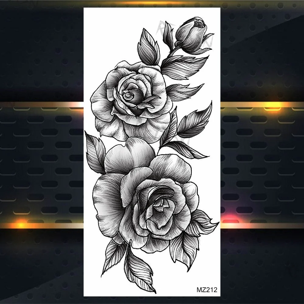 Purple Rose Jewelry Water Transfer Tattoo Stickers Women Body Chest Art Temporary Tattoo Girl Waist Bracelet Flash Tatoos Flower