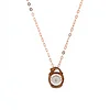 14K Rose Gold Round Lab Diamond Pendant Necklace Inspired by Lamps with Round Lab Diamond in A Diamond-Cut Texture Halo
