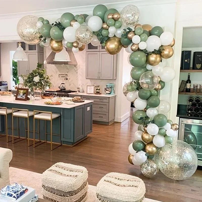 119Pcs Vintage Green White Gold Latex Balloon Garland Arch Kit for Kids Jungle Birthday Party Baby Shower Wedding Decorations
