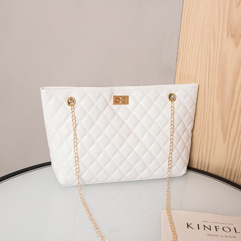2021 Black Big Tote Bags for Women Chain Crossbody Bag Diamond Lattice Shoulder Bag Female Large Leather Plaid Shopper Handbags
