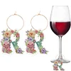 2pcs/set DIY 26 Letters Double Side Diamond Painting Wine Glass Charms Identification Kit