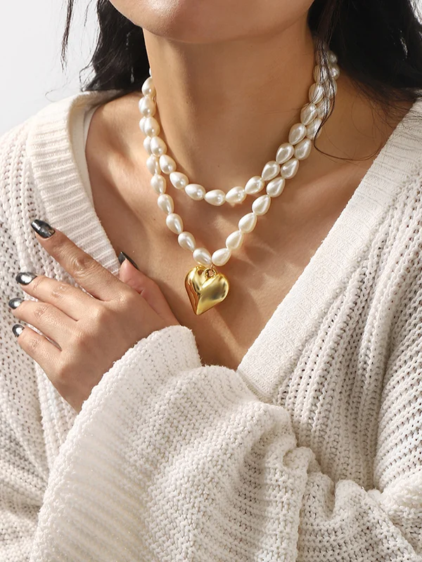 Heart Shape Double Layered Necklaces Accessories