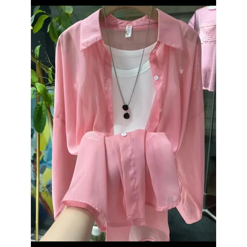 Uveng Uveng New Fashion Clothes Beaded Sunscreen Women Loose Lantern Sleeve Shirt Senior High-End