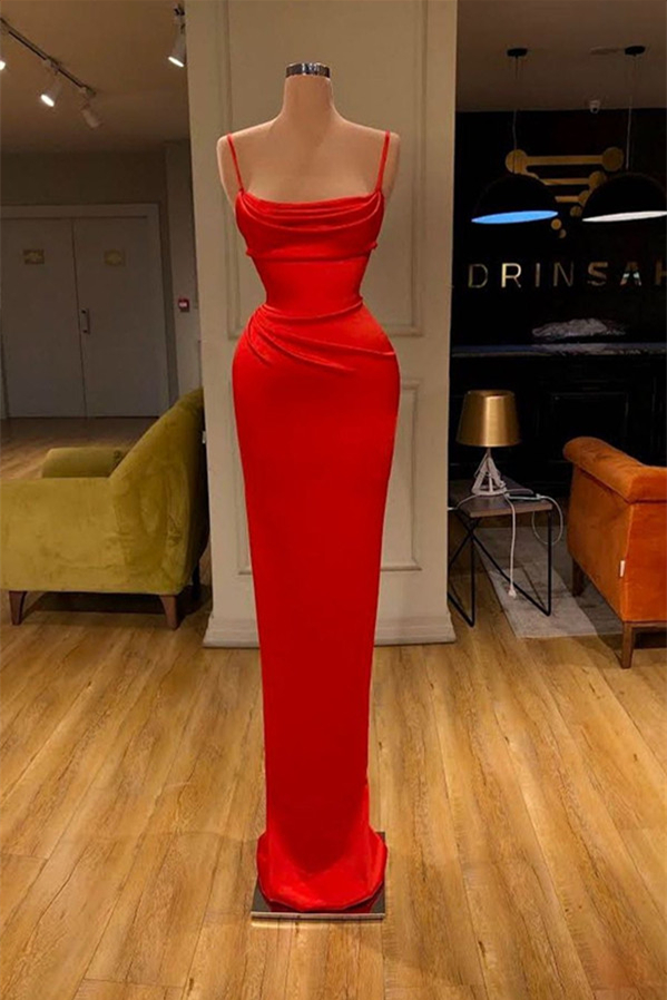 Oknass Red Spaghetti-Straps Mermaid Prom Dress