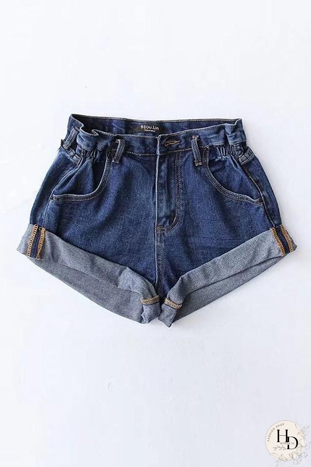 Hemming High Waist Denim Shorts