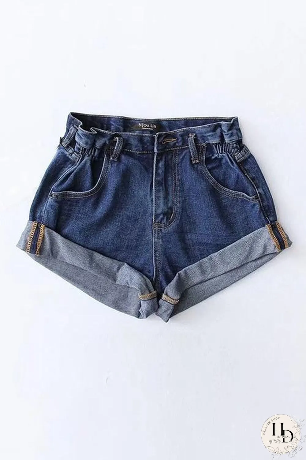 Hemming High Waist Denim Shorts